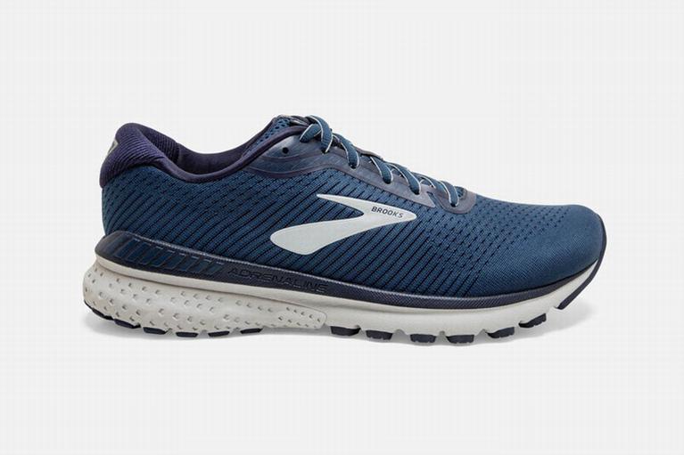 Brooks Adrenaline GTS 20 Mens Road Running Shoes - Grey/Navy - Indonesia (SECM-58376)